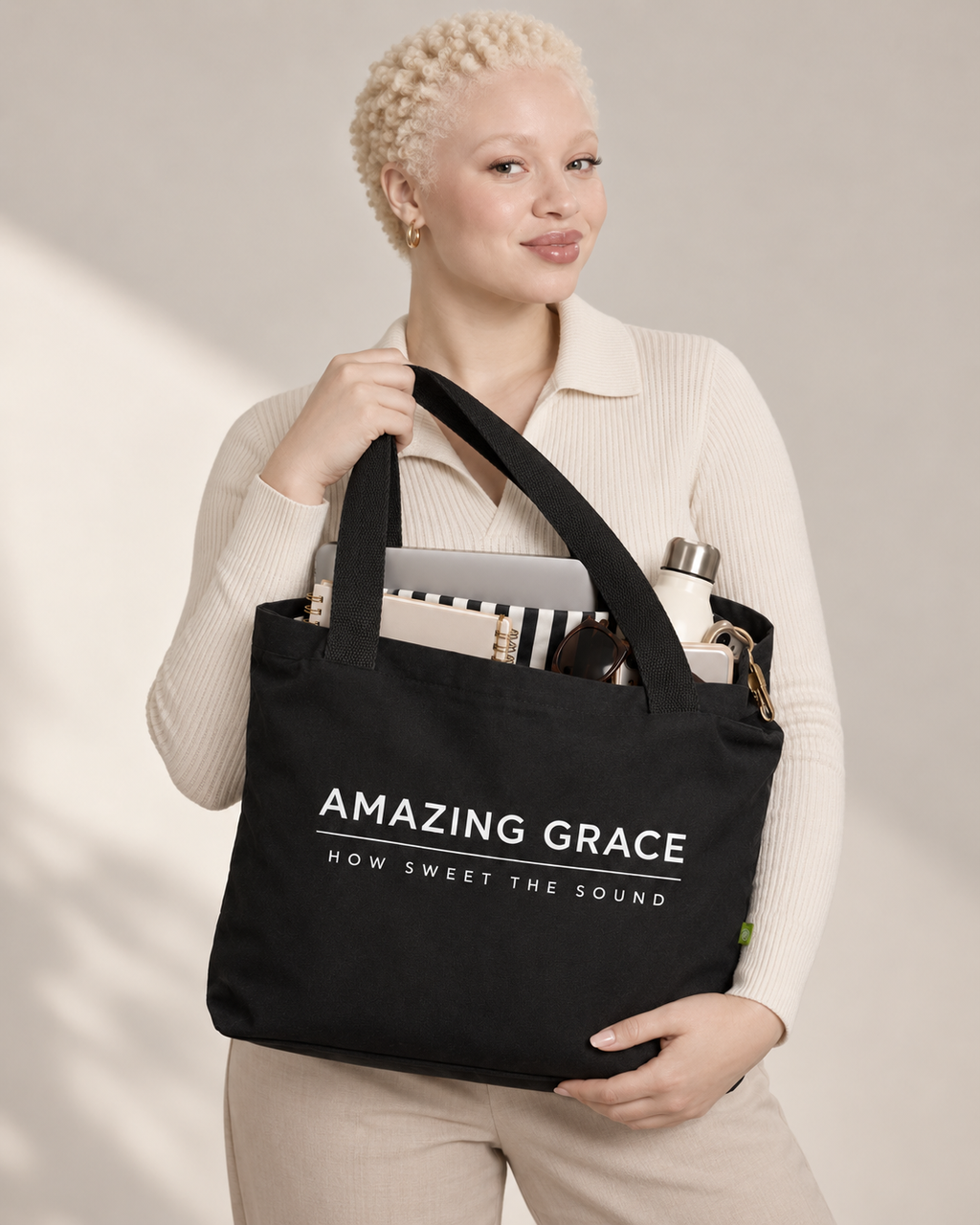 Amazing Grace Canvas Tote - Black